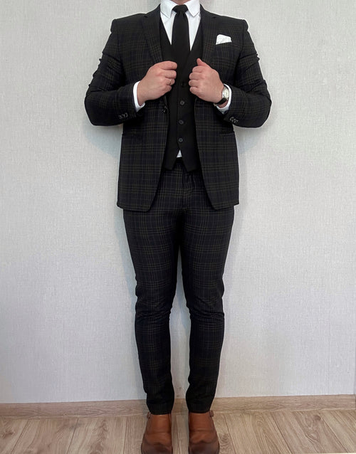Garnitur granatowy krata Zara 50/40