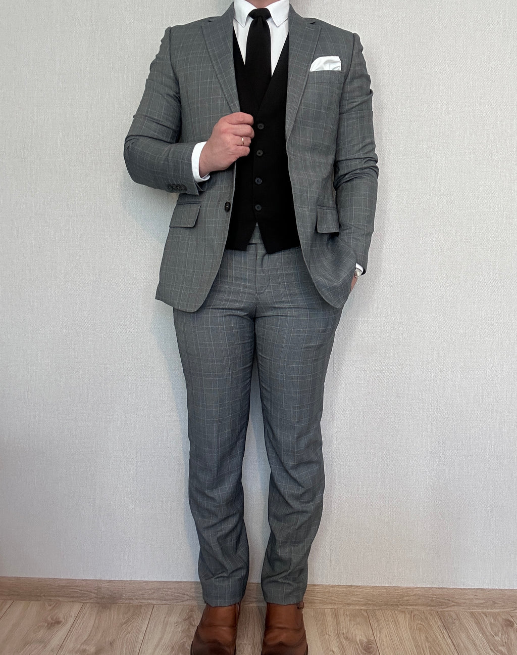 Garnitur szary krata Próchnik 50W