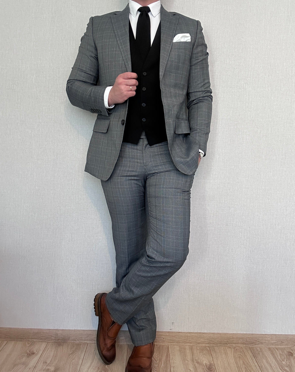 Garnitur szary krata Próchnik 50W