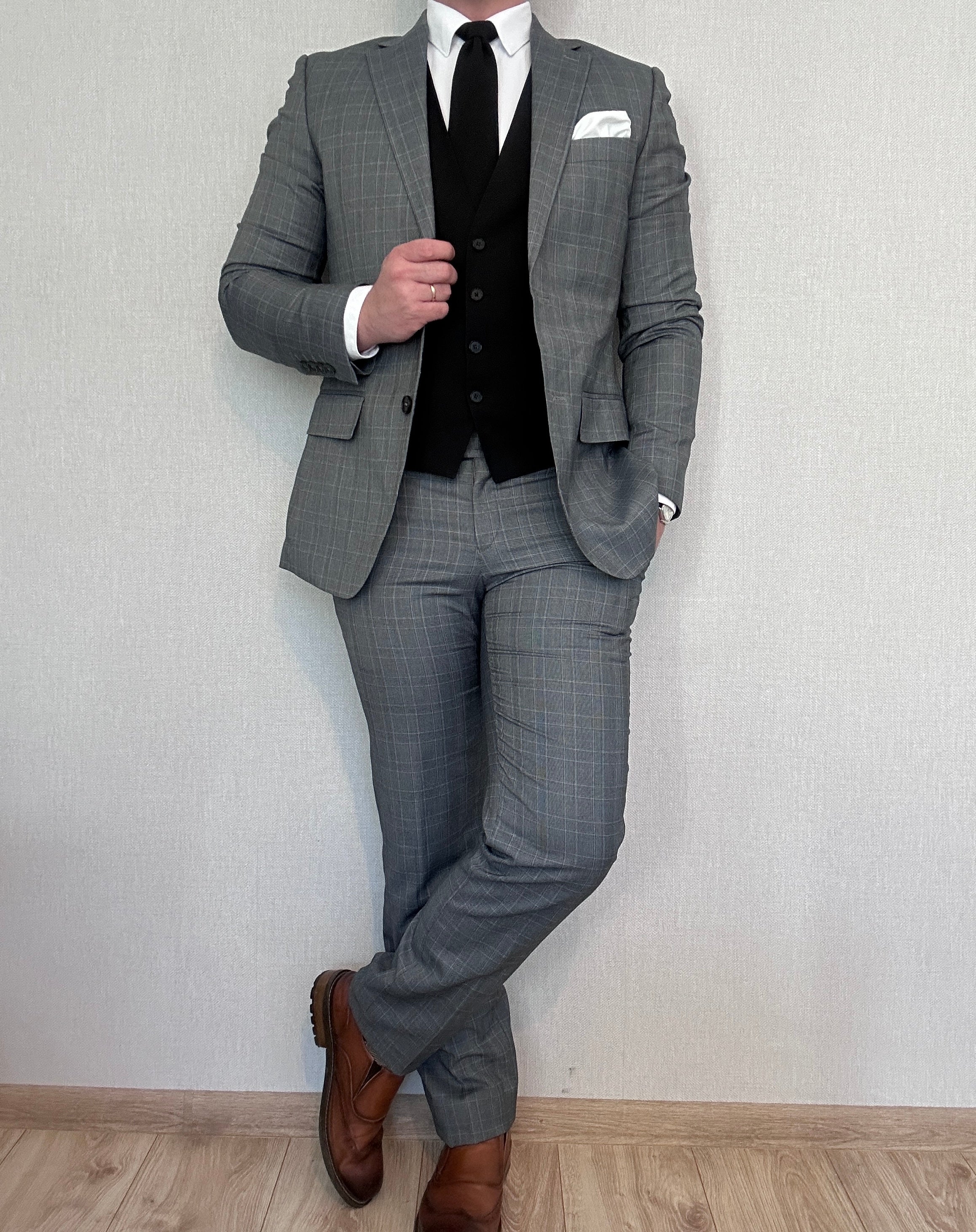 Garnitur szary krata Próchnik 50W